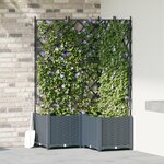 vidaXL Jardinière avec treillis 3 Pièces Gris clair 80x80x143 cm