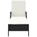 vidaXL Chaise longue avec coussin Noir 157 x 55 x 92cm polyrotin