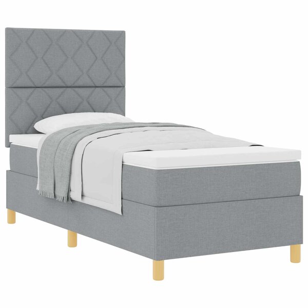 vidaXL Lit à ressorts avec tête de lit Gris clair 100 x 200 cm tissu