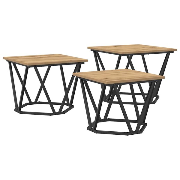 vidaXL Table basse 3 Pièces chêne artisanal 50 x 50 x 40 cm