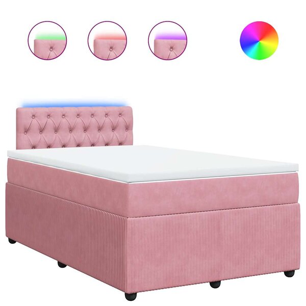 vidaXL Sommier à lattes de lit avec matelas Rose 120x200 cm Velours