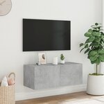 vidaXL Meuble TV mural avec lumières LED gris béton 80x35x31 cm