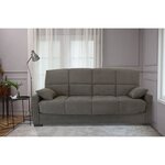 Canapé clic clac 3 places - Taupe - Matelas 17 cm - 223 x 96 x 103 cm - MEGAN