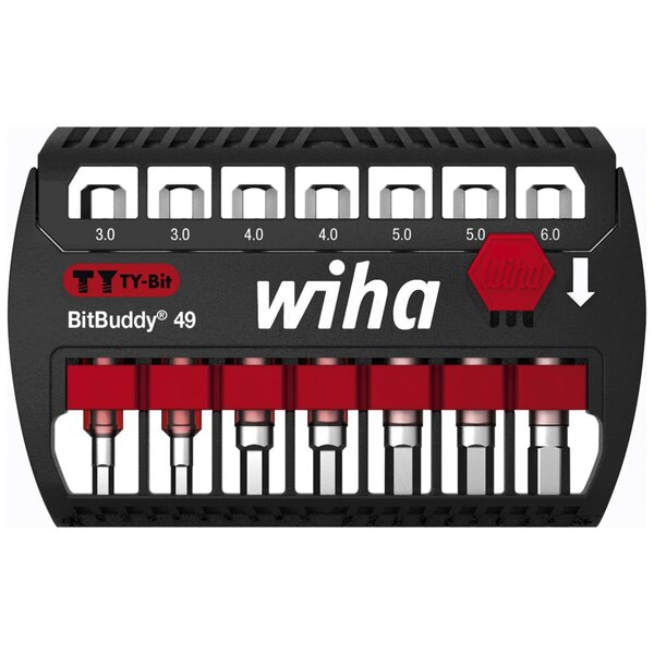 Wiha ensemble d'embouts ty hexagonal 8 pièces bitbuddy 49 mm