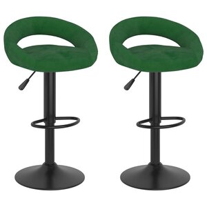 Vidaxl tabourets de bar 2 pcs vert foncé velours