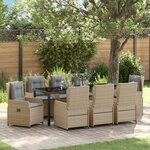 Ensemble de salle à manger de jardin vidaXL 9 pièces en rotin beige