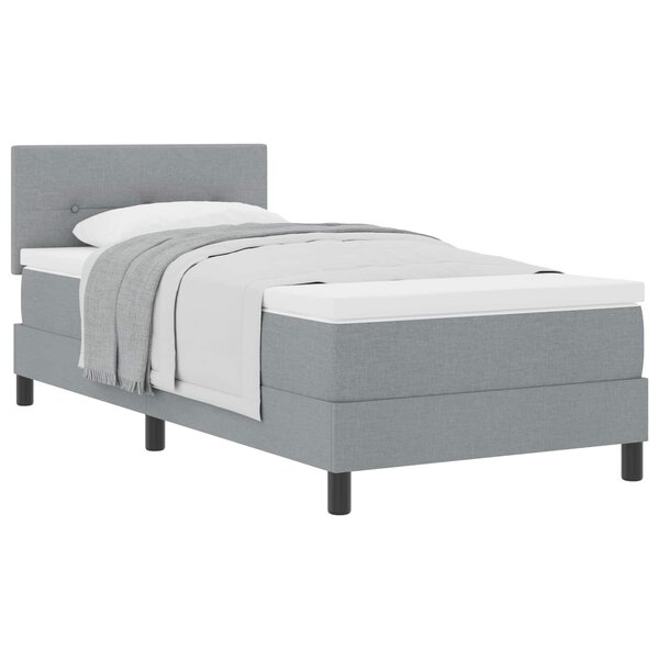 vidaXL Lit à ressorts avec tête de lit Gris clair 90 x 200 cm tissu