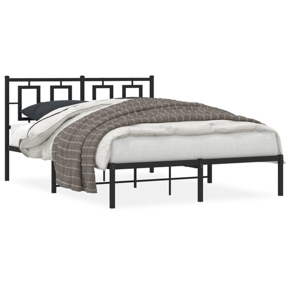 vidaXL Cadre de lit métal avec tête de lit noir 140x190 cm