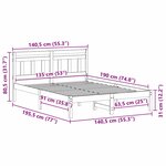 vidaXL Cadre de lit Marron 135 x 190 cm Pin massif