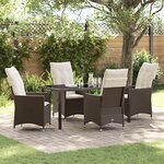 vidaXL Ensemble de salle à manger de jardin de 5 pièces avec coussins marron en poly rattan