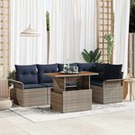 vidaXL Ensemble de canapé de jardin 6 Pièces Gris et bleu marine
