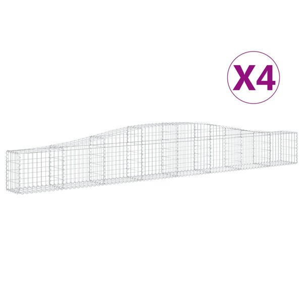 vidaXL Paniers à gabions arqués 4 Pièces 400x30x40/60 cm Fer galvanisé