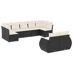 vidaXL Salon de jardin 9 Pièces avec coussins noir résine tressée