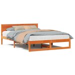 vidaXL Cadre de lit Marron ciré Bois 140 x 200 cm Simple Cadre de lit