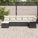 vidaXL Ensemble de canapé de jardin 7 Pièces Noir et Crème polyrotin