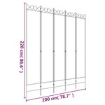 vidaXL Cloison de séparation 5 panneaux Noir 200x220 cm Tissu