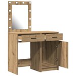 vidaXL Ensemble de coiffeuse 2 pièces en bois d'ingénierie avec LED