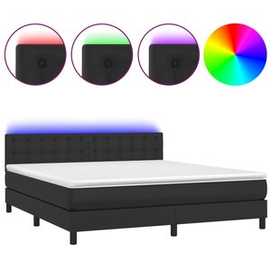 vidaXL Sommier à lattes de lit avec matelas et LED Noir 180x200cm
