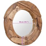 vidaXL Miroir décoratif Teck 80 cm Rond