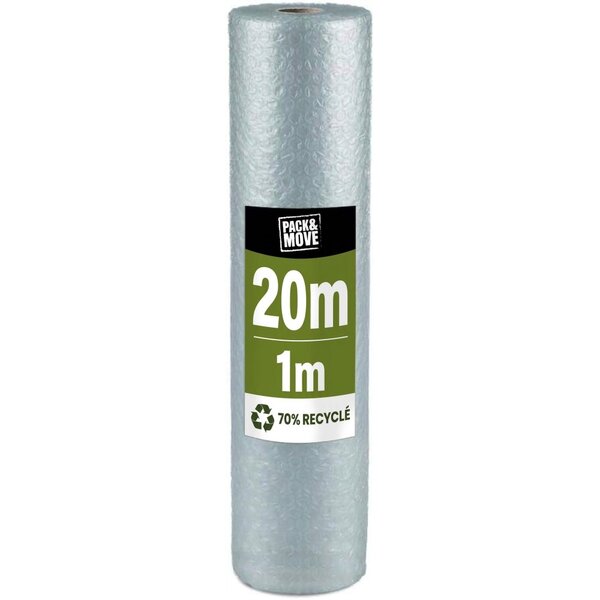 Pack And Move - Film À Bulle Recyclé - 1 X 20 M - Déménagement  Expédition Et Protection - Papier Bulle De Qualité - 70  recyclé