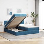 vidaXL Cadre de lit ottoman avec matelas bleu foncé 200x200 cm velours