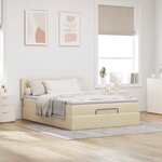 vidaXL Lit ottoman avec matelas et LED crème 140x200 cm tissu