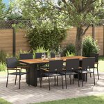 vidaXL Ensemble de salle à manger de jardin de 9 pièces en poly rotin noir