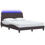 vidaXL Cadre de lit avec LED sans matelas marron foncé 120x200cm tissu