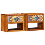 Tables de chevet vidaXL 2 pièces 40x35x35 cm en bois massif d'acacia