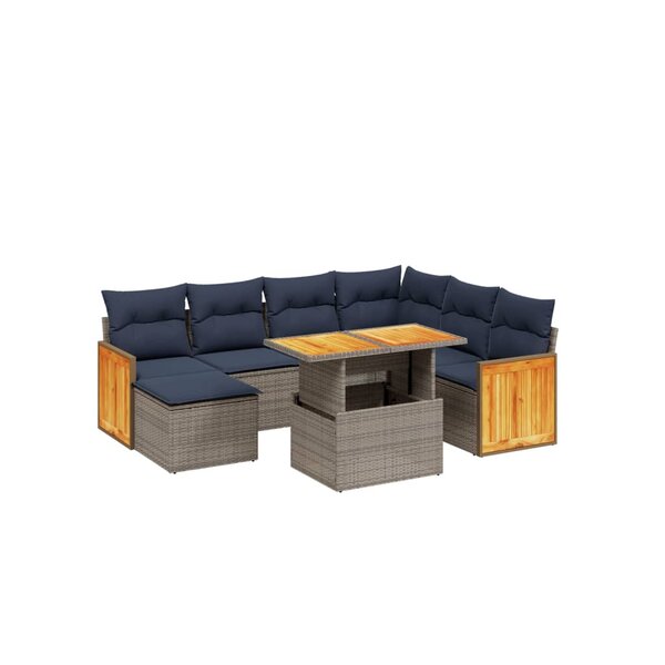 vidaXL Salon de jardin 8 Pièces avec coussins gris résine tressée