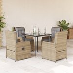 vidaXL Ensemble à manger de jardin avec coussins 5Pièces Beige poly rotin