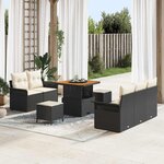 vidaXL Ensemble de canapé de jardin 8 Pièces Noir polyrotin