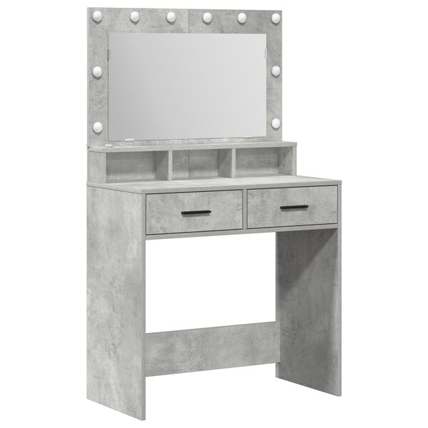 vidaXL Coiffeuse Gris béton 79 x 41 x 135 cm Bois d'ingénierie