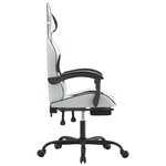 vidaXL Chaise de jeu pivotante et repose-pied Blanc et noir Similicuir