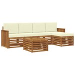 vidaXL Ensemble de canapés d'extérieur 6 pc Naturel et Crème