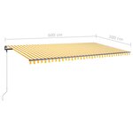 vidaXL Auvent manuel rétractable avec LED 600x300 cm Jaune et blanc