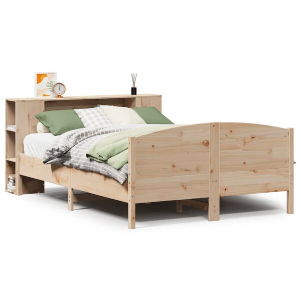 vidaXL Lit bibliothèque sans matelas 135x190 cm bois de pin massif