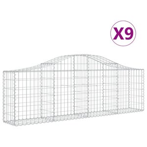 vidaXL Paniers à gabions arqués 9 Pièces 200x30x60/80 cm Fer galvanisé