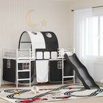 vidaXL Lit mezzanine pour enfants Blanc et Noir 79 5 x 200 cm Métал