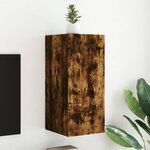 vidaXL Meuble TV mural avec lumières LED chêne fumé 30 5x35x70 cm