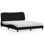 vidaXL Lit avec matelas noir 160x200 cm tissu