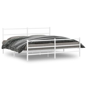 vidaXL Cadre de lit métal sans matelas et pied de lit blanc 193x203 cm
