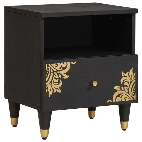 vidaXL Cabinet de chevet Noir 40 x 33 x 46 cm Bois de mangue massif
