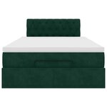 vidaXL Lit ottoman avec matelas et LED vert foncé 90x200cm velours