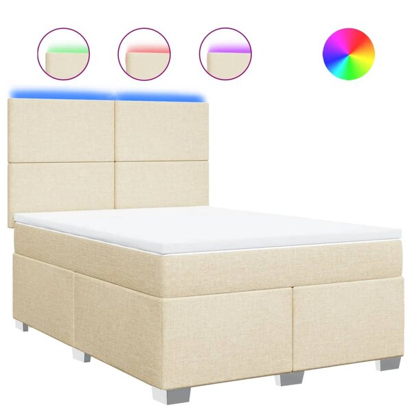 vidaXL Sommier à lattes de lit avec matelas Crème 140x190 cm Tissu