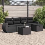 vidaXL Salon de jardin 6 Pièces avec coussins noir résine tressée
