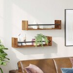 vidaXL Étagère Murale avec étagère 2 Pièces Bois ancien 60 x 16 x 14 cm