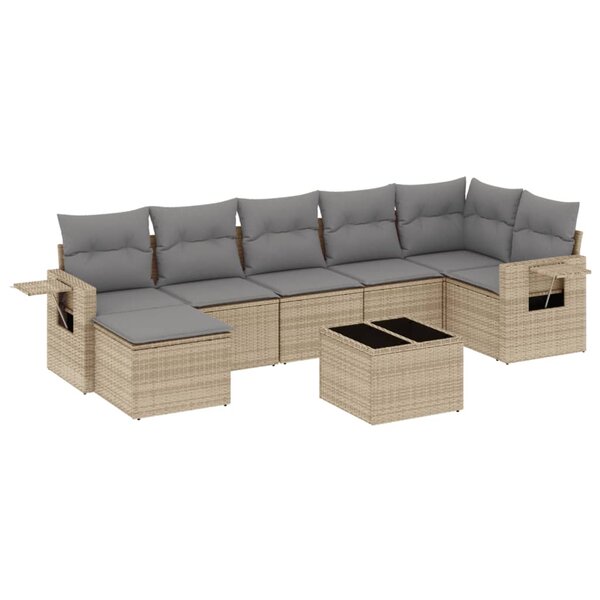vidaXL Salon de jardin avec coussins 8 Pièces beige résine tressée