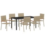 vidaXL Ensemble de salle à manger pour jardin 7 Pièces Beige polyrotin