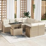 vidaXL Ensemble de canapé de jardin avec coussin 9 Pièces beige et crème